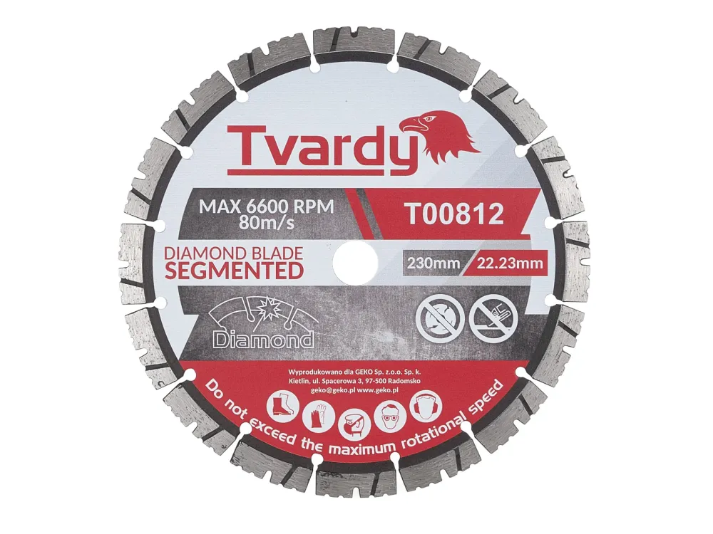 Disc diamantat segmentat, 230 x 12 x 22.23 mm, Tvardy T00812