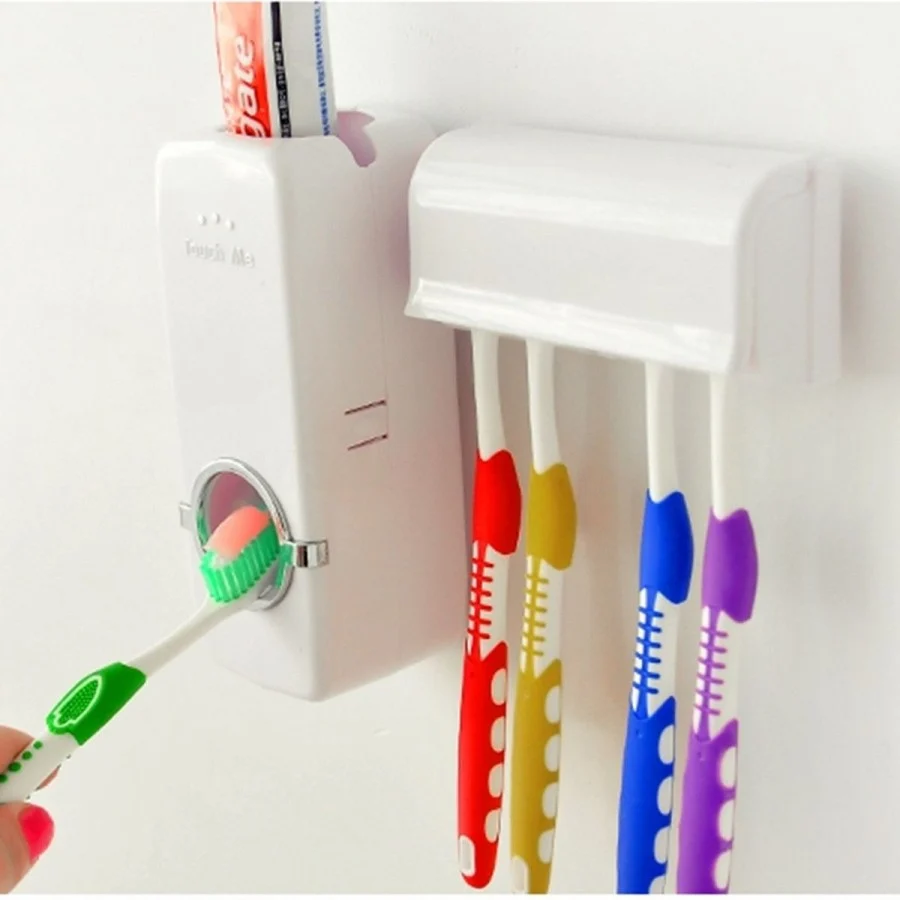 1+1 Dozator pasta de dinti cu suport pentru 5 periute