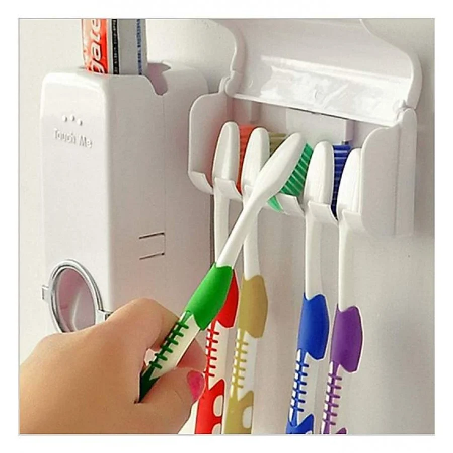 1+1 Dozator pasta de dinti cu suport pentru 5 periute
