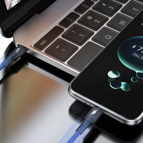 Dudao L3CC USB-C - Cablu împletit 60 W 2 m - Negru.