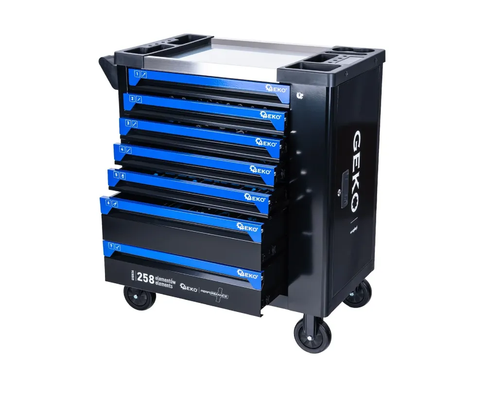 Dulap pentru atelier cu scule, 7 sertare, 258 bucati, Geko G10836