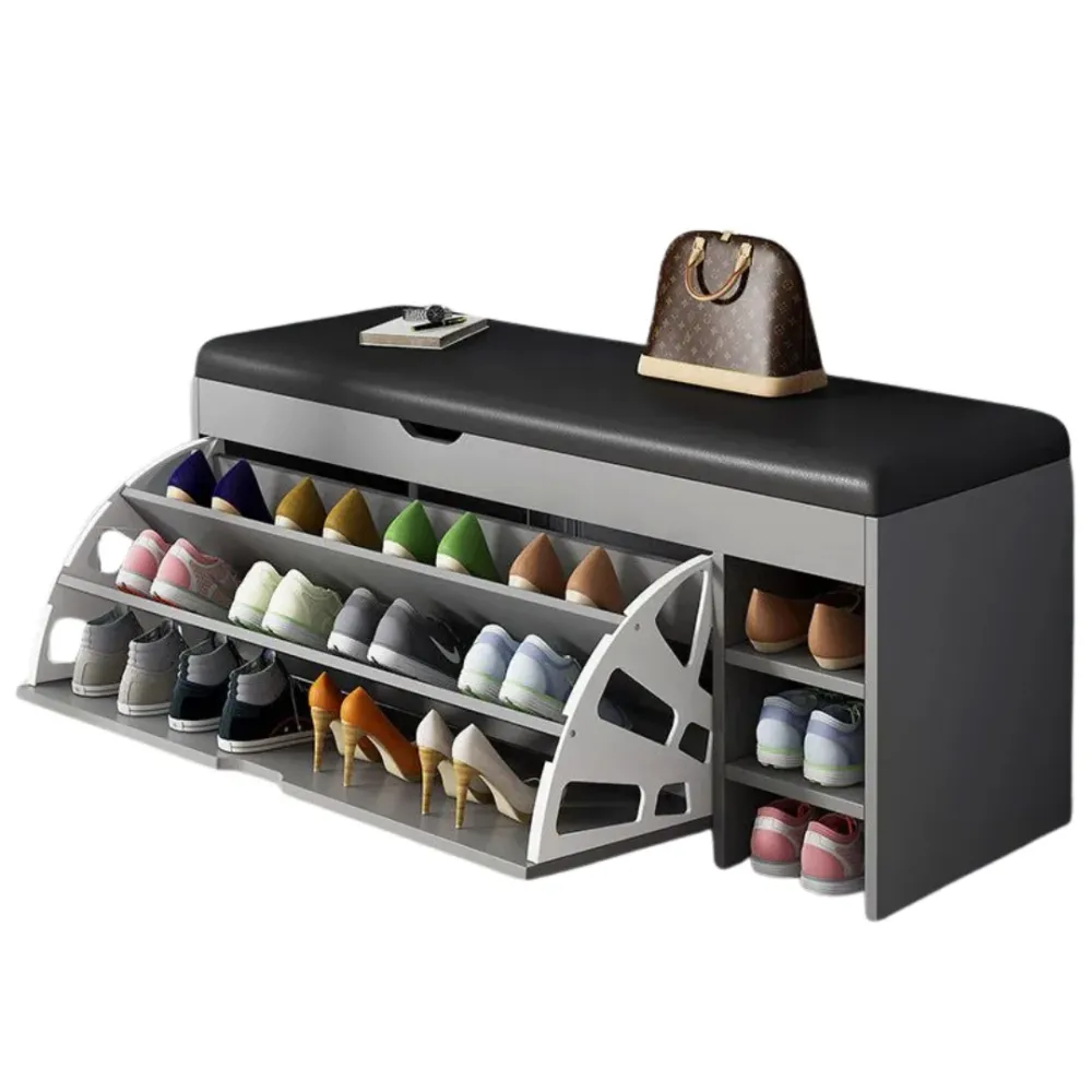 Dulap pentru pantofi tip bancheta, gri, 80 x 34 x 50 cm