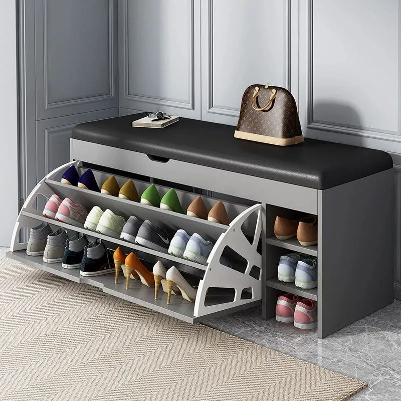 Dulap pentru pantofi tip bancheta, gri, 100 x 34 x 50 cm