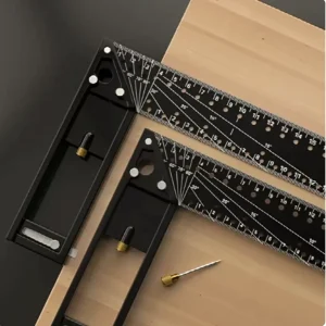 Echer multifunctional 300mm, aluminiu, cu sablonare la distante si unghiuri