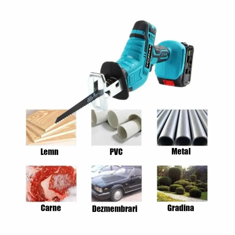 Fierastrau Electric tip Sabie cu 2 Acumulatori48V + 4 Lame CADOU