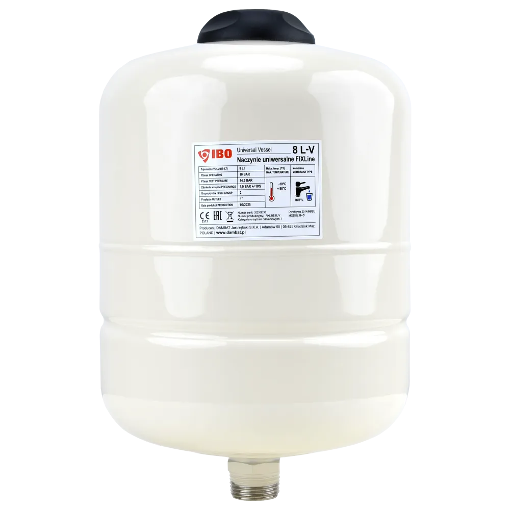 FIXline 8L-V vas vertical universal pentru încălzire centrală/apă caldă cu membrană