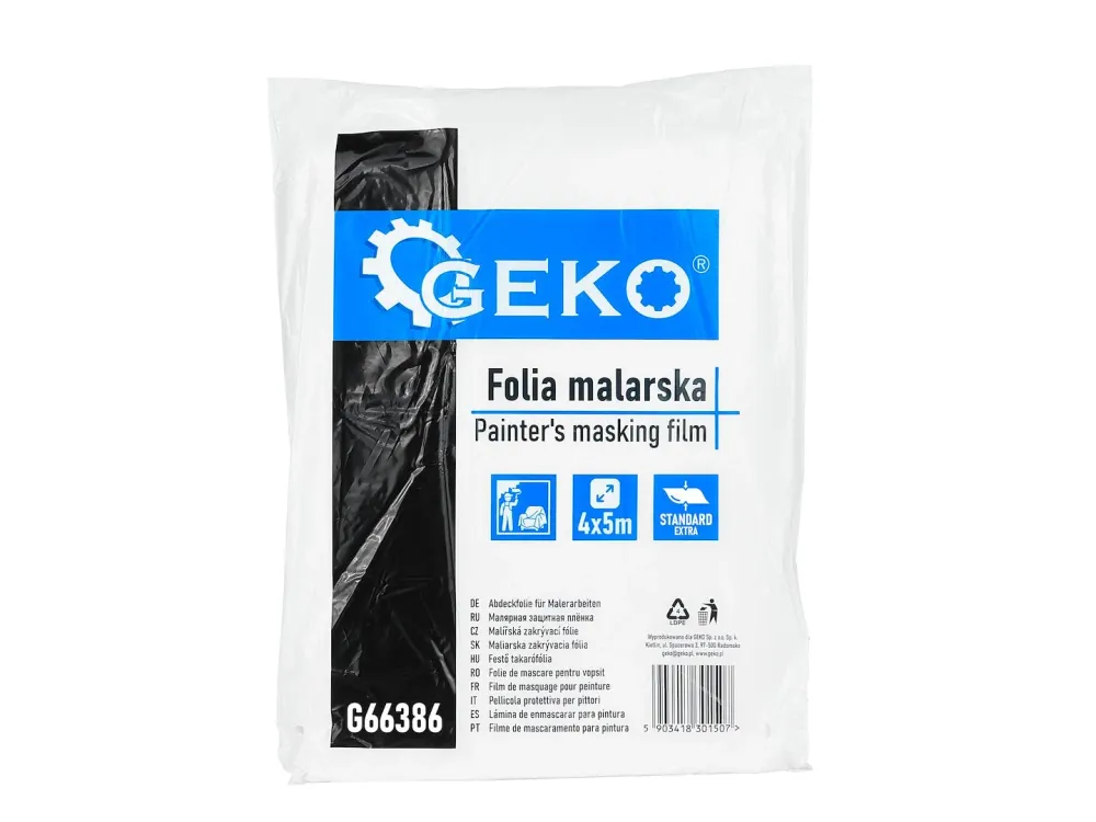 Folie standard de protectie pentru vopsit, 4 x 5 m, Geko G66386