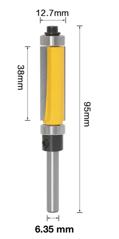 Freza copiere cu doi rulmenti, parte activa 38mm, coada 6.35mm