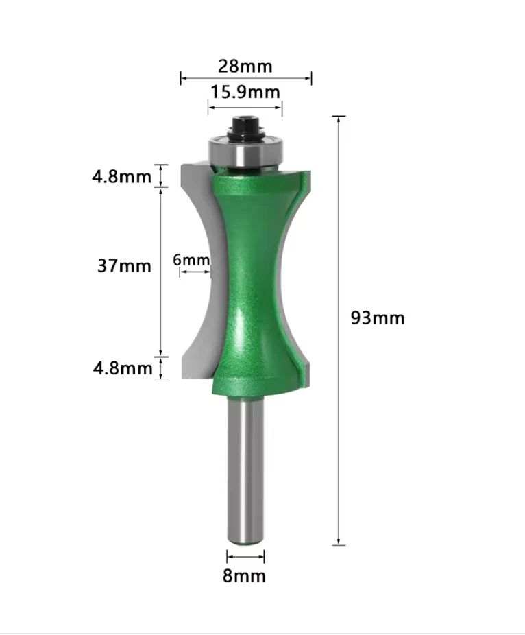 Freza lemn concava, semirotunda, pt profile lemn, 37 mm, coada 8mm