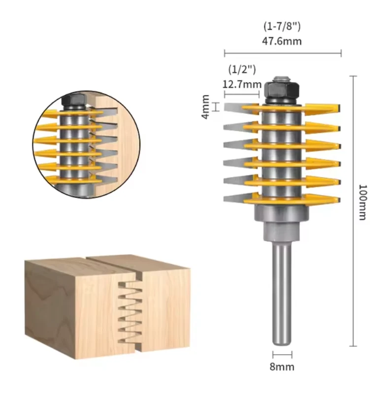 Freza lemn imbinari 6 dinti, piaptan, coada 8 mm