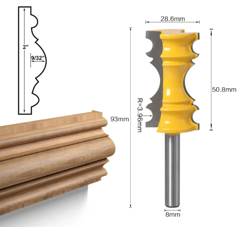 Freza Pentru Profil, Decor Lemn tip ”Coroana” - Coada 8mm