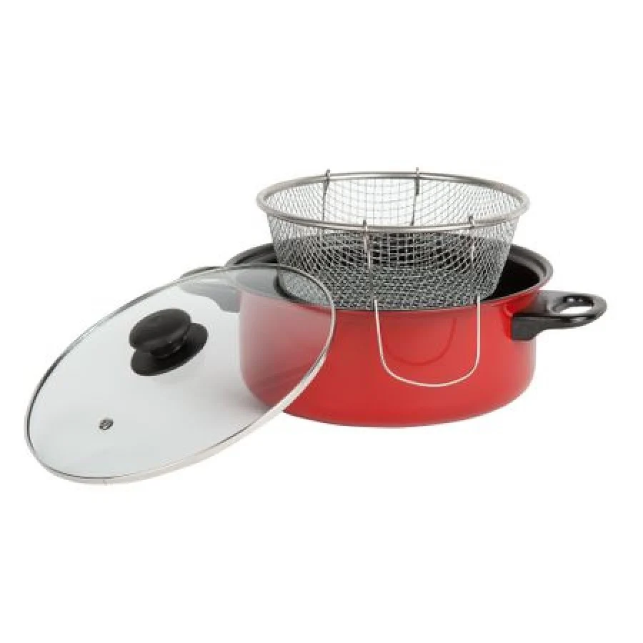 Friteuza teflonata cu capac si cos , 24 cm