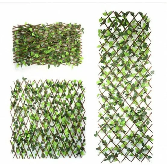 1+1 Gard decorativ artificial cu frunze, extensibil