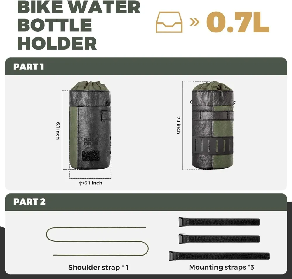 Geantă de ghidon / Suport bidon pentru bicicletă – Ultra-ușor, cu multiple curele