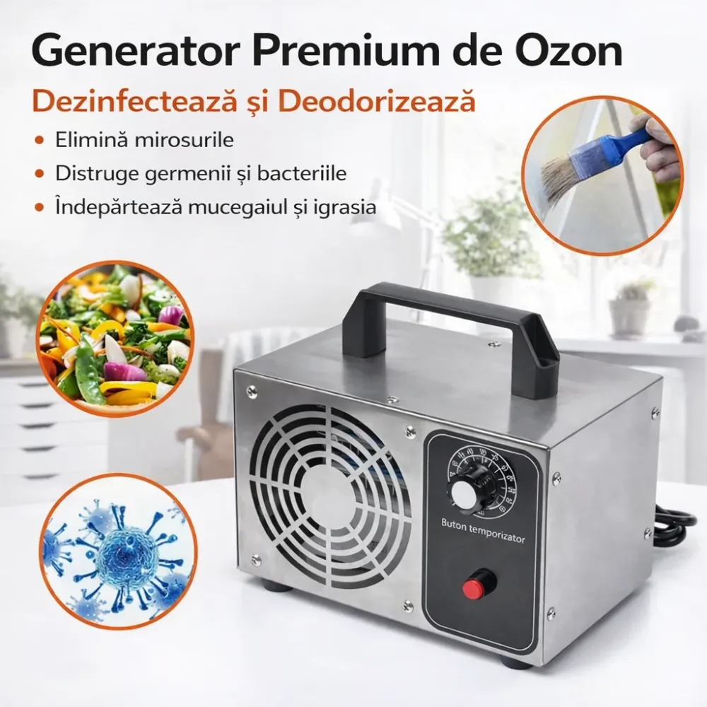 Generator Ozon NewTech, 20 000 mg/h, timer 60 min, 120 W, Negru