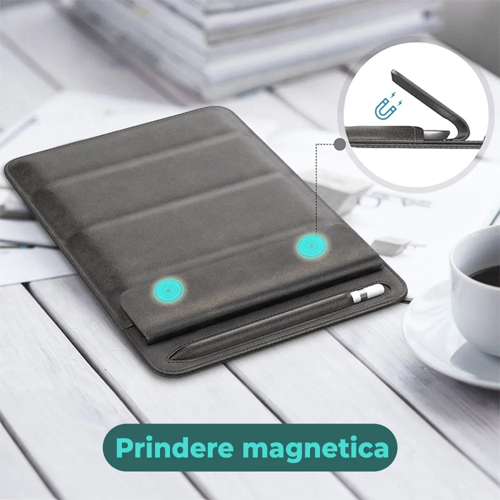 Husa pentru iPad Pro 12 Timebox, cu suport pentru pix, Roz