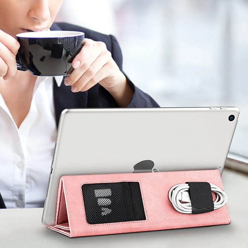 Husa pentru iPad Pro 12 Timebox, cu suport pentru pix, Roz