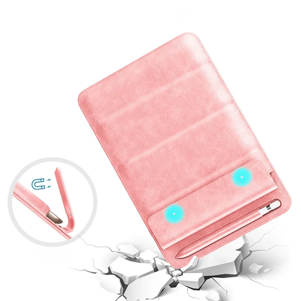 Husa pentru iPad 9 Timebox, 7"/10, 2"/10, 5"/11", cu suport pentru pix, Roz