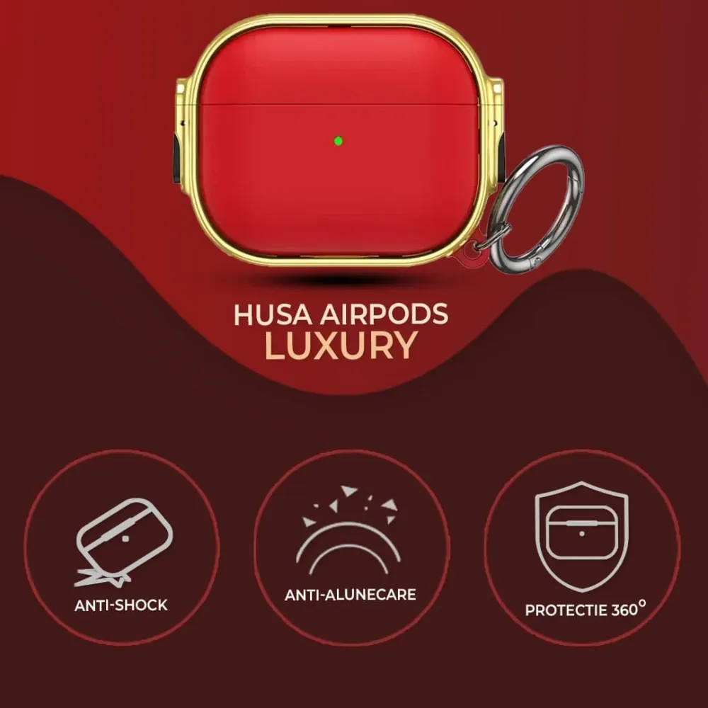 Husa de protectie pentru Apple Airpods Pro, Rosu/, Auriu