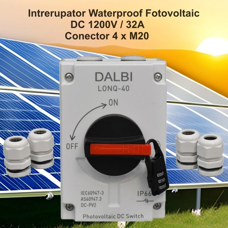 Intrerupator panouri fotovoltaice izolator cu conector solar 4x M20 DC 1200V 32A