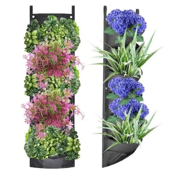 Jardiniera verticala, neagra, cu 6 buzunare, 100 x 30 cm