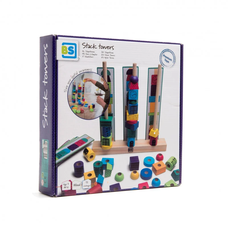 Joc de stivuire Turnuri din margele logice, BS Toys