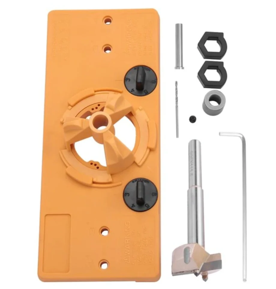 Kit, set profesional, complet, pentru montat balamale, fitinguri mobila