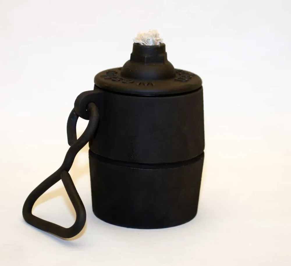 Lampa de cale ferată Olamp din negru turnat negru vopsit negru