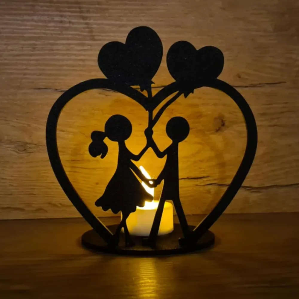 Lampa romantică cu inimioare, imprimată 3D, negru