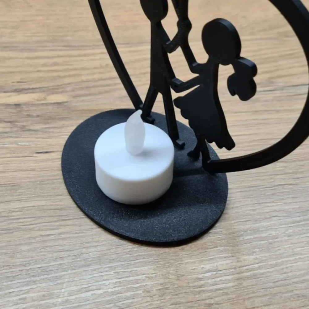 Lampa romantică cu inimioare, imprimată 3D, negru