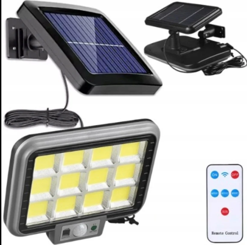 Lampa solara, aplica exterior cu panou si telecomanda, 9 ore lumina