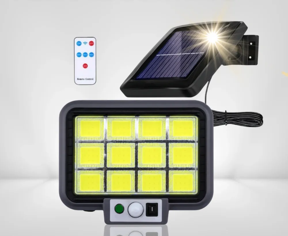 Lampa solara, aplica exterior cu panou si telecomanda, 9 ore lumina
