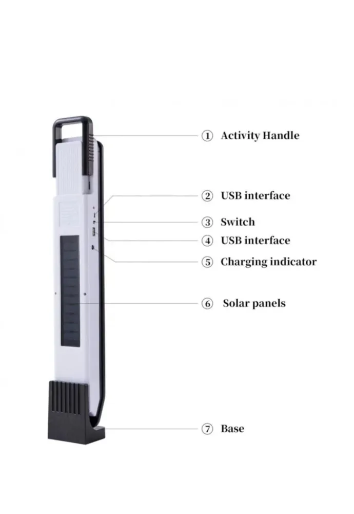 Lampa solara camping, cu suport, incarcare USB, 38 LED-uri, 1 led cob