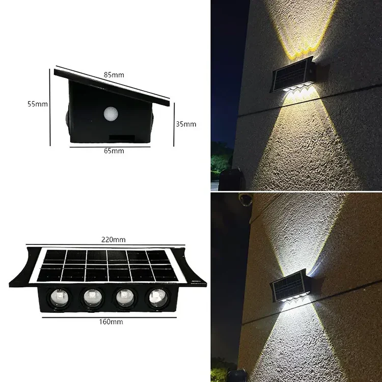 Lampa solara de perete cu 8 leduri