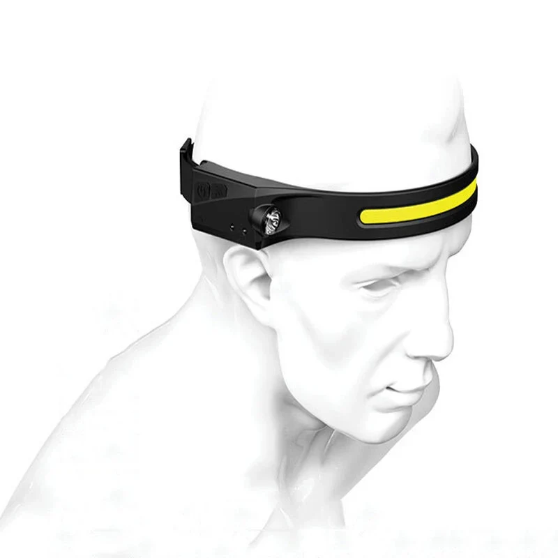 1+1 Lanterna de cap, LED, USB, Cu senzor, Negru