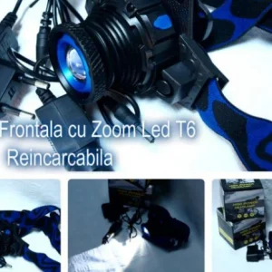 Lanterna frontala cu acumulator, LED si zoom Cree 5W