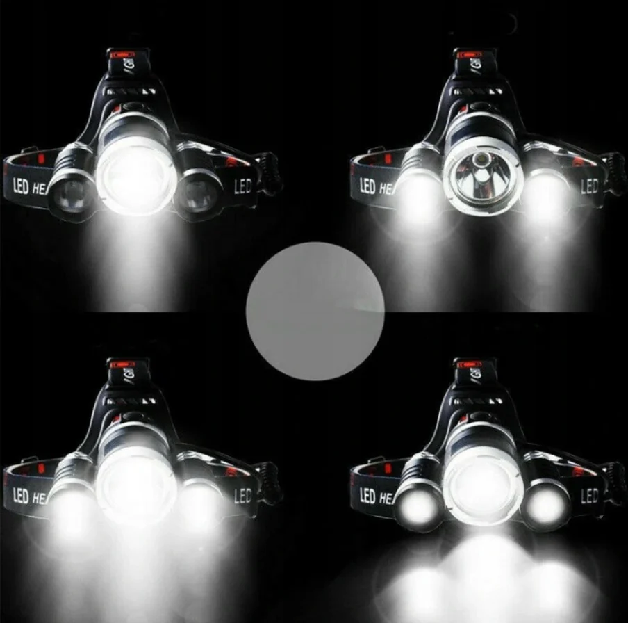 Lanterna LED de cap puternica, flexibila, cu trei LED-uri CREE T6