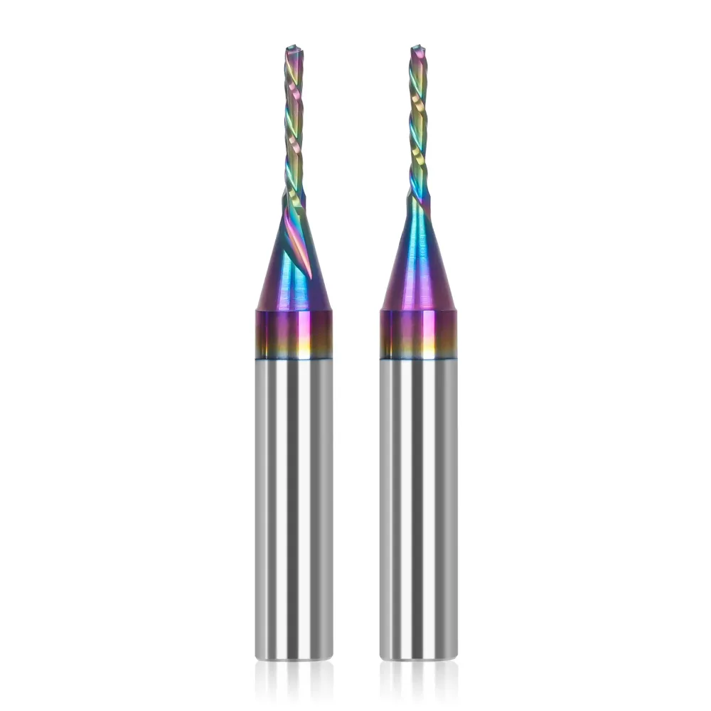 LUNYEE 2Pcs Downcut Spiral Router Bits 1/4 inch Shank,1/16 Inch Cutting Diameter