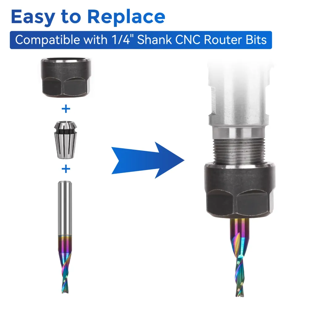 LUNYEE 2Pcs Downcut Spiral Router Bits 1/4 inch Shank,1/8 Inch Cutting Diameter