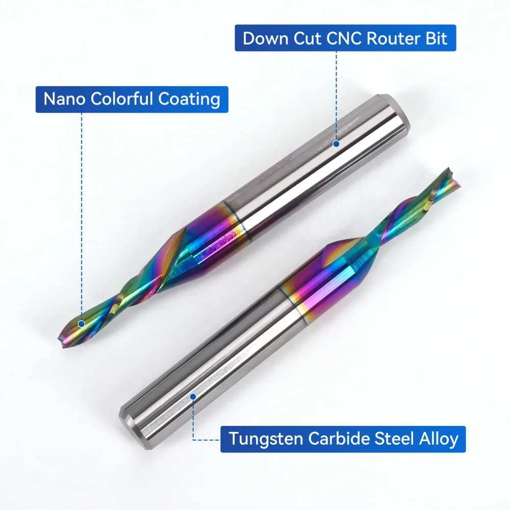 LUNYEE 2Pcs Downcut Spiral Router Bits 1/4 inch Shank,1/8 Inch Cutting Diameter