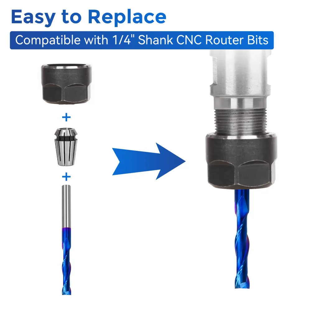 LUNYEE 2PCS Upcut Spiral Router Bit 1/4 inch Shank