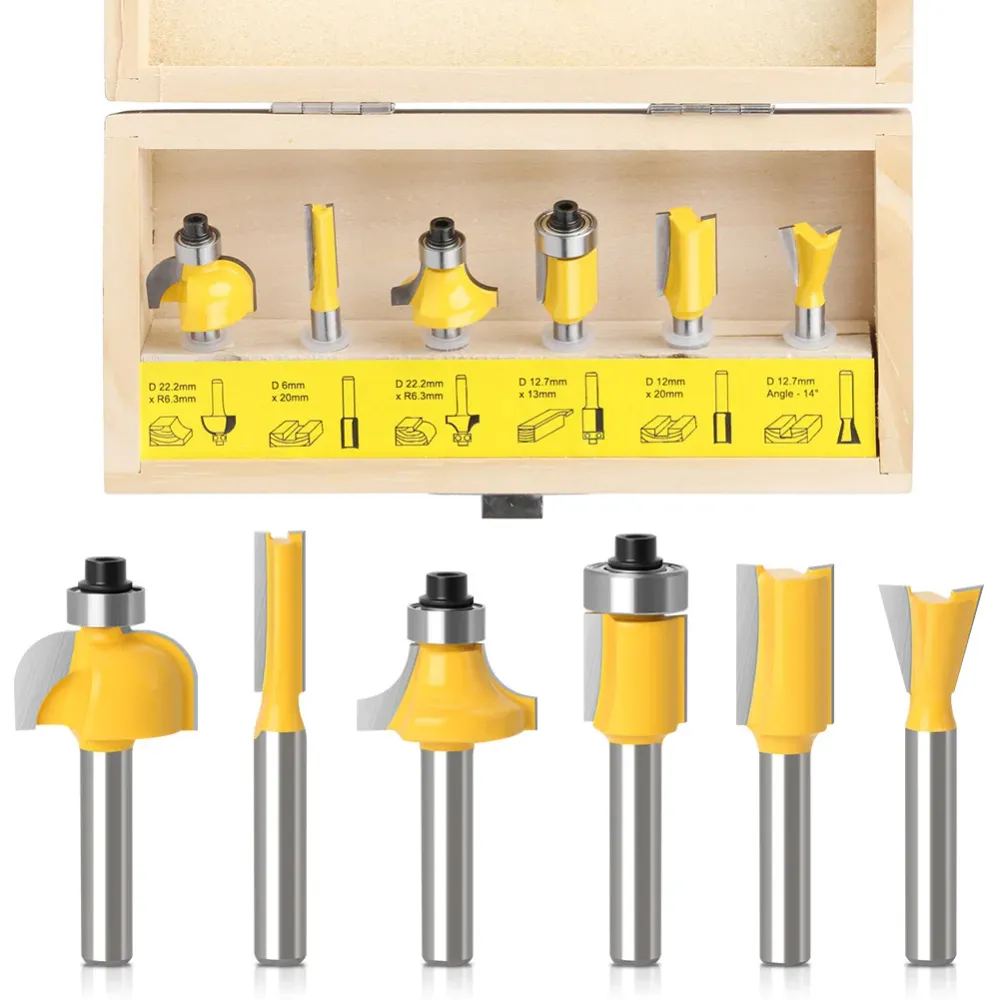 LUNYEE 6PCS 1/4" Shank Router Bits Set