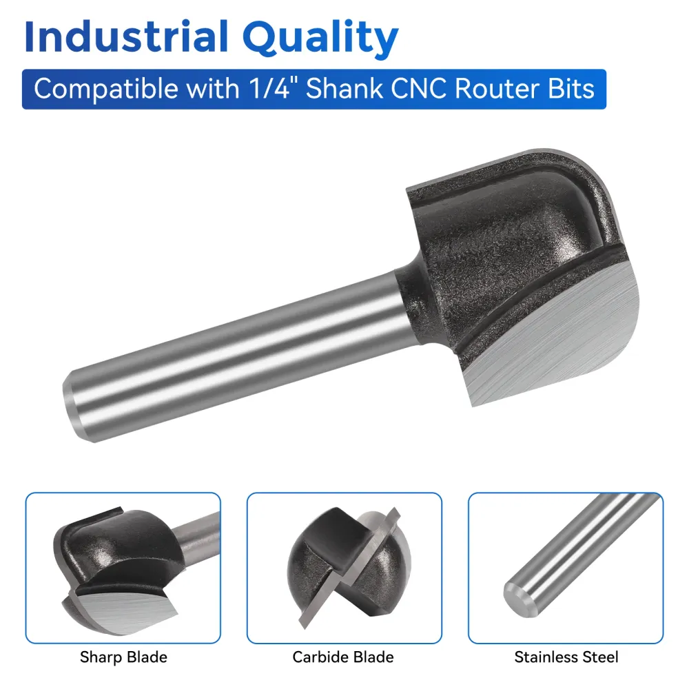 LUNYEE 1/4 Shank Bowl & Tray CNC Router Bit, 3/4 inch Cutting Diameter