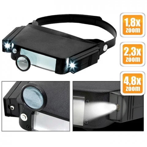 Lupa de lucru cu banderola de cap si iluminare LED