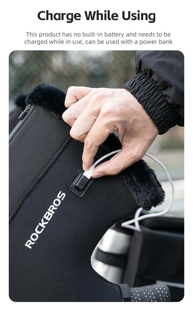 Manșoane încălzite pentru ghidon USB ROCKBROS Iarnă 2
