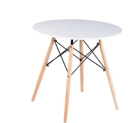 Masa cafea compacta, design modern, alb cu maro