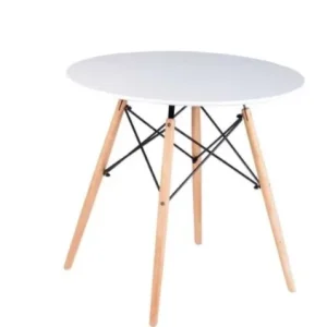 Masa cafea compacta, design modern, alb cu maro