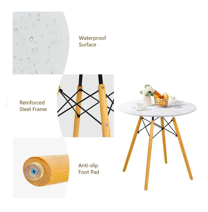 Masa cafea compacta, design modern, alb cu maro