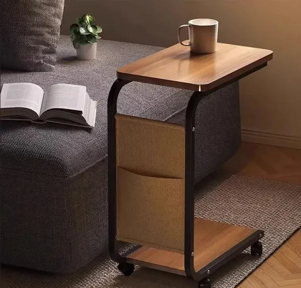 Masa laterala multifunctionala cu raft pentru carti, design modern si practic