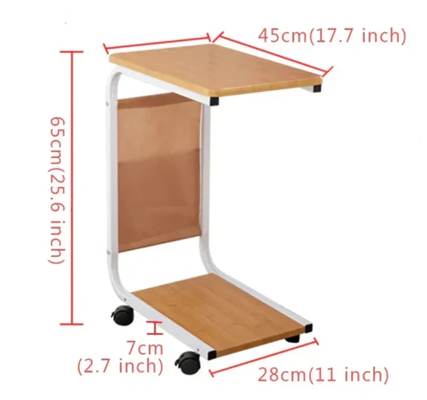 Masa laterala multifunctionala cu raft pentru carti, design modern si practic